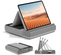 KDD Coussin de Support pour Tablette, Coussin Tablette à Angle Réglable, Support ipad Pliable, Support Tablet Lit avec Support de Stylet pour ipad Pro 12,9 10.5 11 Air Mini, Téléphones, Livres, Gris