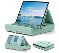 KDD Coussin de Support pour Tablette, Support Ipad Pliable pour Lit, Genoux, Bureau - Oreiller Repose Tablette avec Pochette & Support de Stylet pour Ipad Pro 12.9 10.5 9.7 Air Mini 6 5 4, Vert