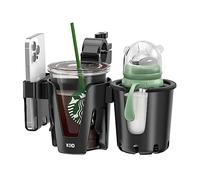 KDD Double Porte Gobelet Poussette avec Support Téléphone, Bouteille de Fauteuil Roulant Amovible 3-en-1, Porte-Bouteille Universel avec Rotation à 360°pour YOYO/Cybex Vélo Scooter Trottinette