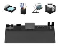 KDD Set de Bureau Ensemble, 6 en 1 Tapis de Souris avec Agrippantes Adhésives DIY, Tapis de Table avec Organisateur de Bureau de Support de Tablette, Gestion Câbles, Porte-gobelet pour Bureau, Maison