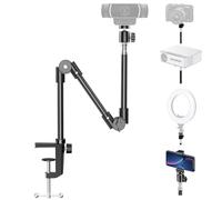KDD Support de Caméra Webcam avec Porte Téléphone, Support Projecteur 55cm Pliable Flexible Col de Cygne, Support Webcam pour Logitech C922 C930e C920S C920 C615 C960 Brio 4K, Gopro Hero 8 7 6 5