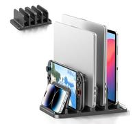 KDD Support Ordinateur Portable Vertical à 4 Emplacements avec Verrouillage par Gravité, 6-en-1 Support PC Portable, Organisateur Peu Encombrant pour MacBook/Surface/Samsung/HP/Dell/Livre/Tablette