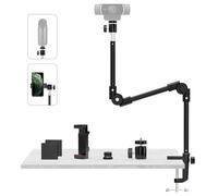 KDD Support Webcam avec Porte Téléphone & Vis 5/8" Support Videoprojecteur | 22" de long, avec pied micro de bureau, compatible avec Logitech C922 C615 Brio 4K GoPro Hero Blue Yeti Snowball Ice, etc.