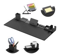 KDD Tapis de Souris Gaming Ensemble, Tapis de Bureau 6 en 1, Mouse Pad en Cuir PU avec Set Rangement de Bureau pour Support Téléphone Tablette Carte et Câbles, Porte-gobelet, Porte-styloo