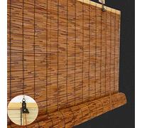 KDDEON Rétro Carbonisation Rideau de Roseau Pare-Soleil,Store en Bambou Stores Enrouleurs en Bambou,Stores en Bambou Rideau de Paille,pour Extérieur/Patio,Personnalisable (80x190cm/32x75in)