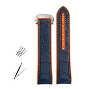 KDEGK Bracelet de montre en caoutchouc pour Omega 300 couturière 600 planète océan boucle pliante Bracelet en Silicone accessoires de montre Bracelet de montre(Blue orange-S,22mm)