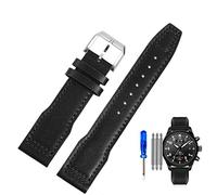 KDEGK Bracelet de montre en cuir véritable, pour pilotes IWC Little Prince Male Mark 18 Big Fly Portugal, bracelet de montre doux et confortable, 20mm(Black-steel-K10,20mm)