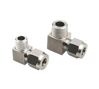 KDEGK Raccord de tuyau coudé en acier inoxydable 304 à double virole de 6 à 12 mm à filetage mâle NPT 1/8", 1/4", 3/8", 1/2" NPT (tuyau extérieur 1/4", 16 mm)