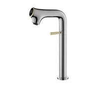 KDEGK Robinet de lavabo de salle de bain en laiton blanc : mitigeur numérique à levier unique chaud et froid avec design compact (chromé haut)