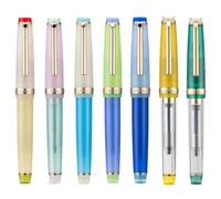 KDEGK Stylo-plume personnalisé en acrylique de couleur macaron EF/F/M/pointe courbée bordure dorée avec convertisseur stylo d'écriture (22, M 0,7 mm)