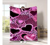 KDFSSIPE Couverture Thème de Saint-Valentin, Couverture Léopard Imprimé, Couvertures Romantique Forme Cœur, Cadeau d'anniversaire pour Saint-Valentin Adapté aux Canapés et aux Lits - 150x100 cm