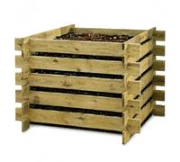 KDI Composteur en bois 100 x 100 x 70 cm - Silo à compost en bois de pin imprégné sous pression - Système d'emboîtement pour un montage rapide - Composteur de jardin avec ventilation optimale - Bac à