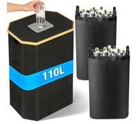 KDISHKRA 110L Poubelle de Recyclage, Collecteur de Bouteilles Consignées avec Couvercle et 2 Sacs de Transport, Collecteur d’Emballage de Boisson avec Trou, Cuisine, Rpoubelle Exterieur (Noir)
