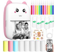 KDISHKRA Mini Imprimante Photo Thermique Portable, Imprimante Bluetooth sans Encre pour iOS & Android, Imprimante de Poche pour Notes, Photos, Journal, D'étiquettes, Cadeau Créatif DIY (Rose)