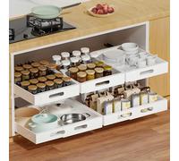 KDISHKRA Tiroir Coulissant Extensible 30-47cm - Coulisse tiroir Cuisine sans Perçage, Organisateur de Rangement Placard avec Rails & Kit Vis, Tiroir Coulissant pour Meuble Cuisine, Dressing, Blanc