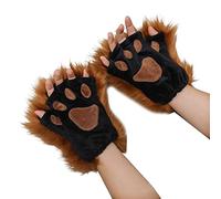 kdjsic 1 paire de gants à pattes de loup Half Finger mitaines Anime Gothique Furry accessoires pour jeux de rôle animalier avec fourrure longue, Pattes de loup