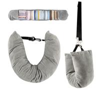 KDJXZ Coussin de nuque de voyage rembourré avec vêtements, oreiller de voyage à remplir pour voyager en voiture ou en avion, convient aux essentiels de 3 jours (1, gris)
