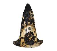 KDKJEDPEAF Longue cape à capuche pour adolescent Engrenages Horloge Bronze Century Longueur au sol Cape à capuche Costume d'Halloween Cosplay