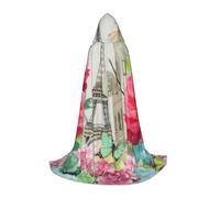 KDKJEDPEAF Longue cape à capuche pour adolescente libellule Tour française Longueur au sol Cape à capuche Halloween Cosplay Costume