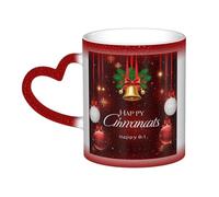 KDKJEDPEAF Tasse à café en céramique sensible à la chaleur avec cloche dorée - 325 ml - Cadeau pour elle, lui, famille, amis (noir, rouge, bleu)