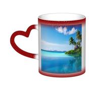 KDKJEDPEAF Tasse magique à changement de couleur « Beautiful Island in The Sea » - 325 ml - Tasse à café en céramique sensible à la chaleur révèle une image surprise - Cadeau pour elle, lui, famille