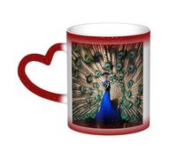 KDKJEDPEAF The Peacock Magic Tasse à café en céramique à changement de couleur 325 ml | Tasse à café en céramique sensible à la chaleur révèle une image surprise | Cadeau pour elle, lui, famille, amis