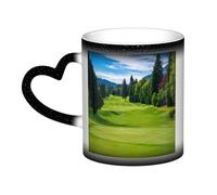 KDKJEDPEAF Vancouver Golf Course Tasse magique à changement de couleur 325 ml | Tasse à café en céramique sensible à la chaleur révèle une image surprise | Cadeau pour elle, lui, famille, amis (noir
