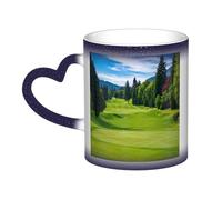 KDKJEDPEAF Vancouver Golf Course Tasse magique à changement de couleur 325 ml | Tasse à café en céramique sensible à la chaleur révèle une image surprise | Cadeau pour elle, lui, famille, amis (noir