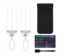 kdkskss Brochettes en métal | 3 pointes réutilisables avec poussoir plat - Brochettes Pour Griller Viande Et Légumes - Pour Camping Randonnée Pique-Nique Jardin Cour Activités Extérieures Barbecue