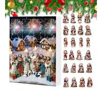 kdkskss Calendrier de l'Avent Noël 2025 | Calendrier de Pendentifs Jésus en Acrylique 2D 2025 - Décoration Festive pour Fenêtre Mur Portail Extérieur Branches