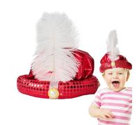 kdkskss Chapeau Prince | Enveloppement de la tête des hommes du sultan,Avec Plume Et Perle Prince Turban Chapeau Magnifique Conception De Paillettes Pour Des Accessoires De Photo D'apparence Brillante