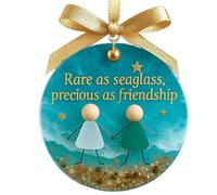 kdkskss Décorations de Noël pour Amis - Pendentif d'Amitié en Verre de Mer | Ornements d'art Décoratifs pour Amis Pendant Les Fêtes - pour Hiver Anniversaire Fête Vacances Porche Table Sœurs