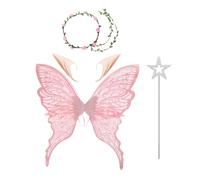 kdkskss Ensemble Costume Ailes de Fée,Ailes de Fée d'Ange pour Déguisement Halloween Cosplay | Accessoires de Déguisement Élastiques et Respectueux de la Peau pour Événements Festifs Bal Masqué et