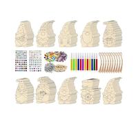 kdkskss Kit De Décoration De Noël Inachevé, Décoration Noël Bois, Pendentifs Peinables en Bois À Décorer avec Un Kit De Peinture De Bricolage, Ornement De Pendentif Artisanal De Vacances