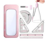 kdkskss Kit de Géométrie | de Géométrie et Outil de Dessin pour École | Matériel de Dessin avec Trousse de Rangement | pour Ados Étudiants Salle de Classe Croquis Mesure