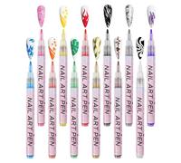 kdkskss Stylos De Doodle Pour Ongles - 12 Couleurs Outil À Séchage Rapide 3D | 0,5 mm Stylos De Peinture Vernis À Ongles,Pour Graffiti Peinture Coloriage Sur Toile Activités Créatives À La Maison Et