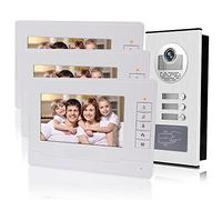 KDL Accueil Interphone Vidéo RFID de 7 Pouces Système de Porte Téléphonique 3 Moniteurs avec 1 Caméra avec Vision Nocturne Infrarouge pour Multi Appartements/Bâtiment Bas avec Porte-clés 125KHz