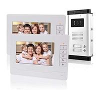 KDL Filaire Système téléphonique de Porte Sonnette vidéo de 7 Pouces 2 moniteurs avec 1 caméra extérieure avec Deux Boutons d'appel, Vision Nocturne IR, Audio pour Appartements Multiples/Familles