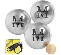 KDO MAGIC - Boule de pétanque personnalisée - Triplette 550g gravée - Pétanque Personnalisable - Lot de 3 Boules et 1 cochonnet - Idée Cadeau Fête des pères (Modèle Majuscule)