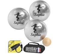 KDO MAGIC Boule de pétanque Personnalisée Triplette 720g 72mm | Idée cadeau homme | Sacoche offerte | Cochonnet offert | Graver | Personnaliser | Cadeau anniversaire | Noël | Fête des pères