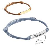 KDO MAGIC - Bracelet personnalisé - Prénom gravé - Plaque argentée - Bijoux personnalisé - Idee Cadeau femme et homme - Cadeau maman, papa, mamie, fête des Mères, fête des Pères (Bleu)