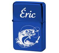 KDO MAGIC - Briquet personnalisé - Briquet tempête Personnalisable avec Un prénom - 4 Couleurs Disponibles - Cadeau pour Homme, fête des pères, Anniversaire, Noël (Bleu, Modèle Poisson)
