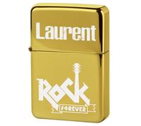 KDO MAGIC - Briquet personnalisé - Briquet tempête Personnalisable avec Un prénom - 4 Couleurs Disponibles - Cadeau pour Homme, fête des pères, Anniversaire, Noël (Or, Modèle Rock)