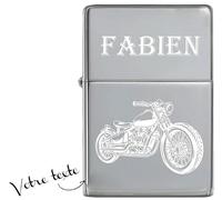 KDO MAGIC - Briquet personnalisé - Briquet tempête Personnalisable avec Un prénom - Couleur Gris - Cadeau pour Homme, fête des pères, Anniversaire, Noël (Modèle Moto)