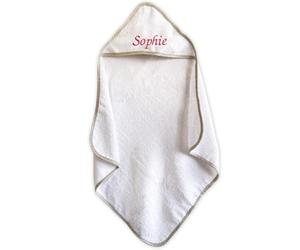 KDO MAGIC Cape de Bain bébé Personnalisable - Sortie de Bain 100% Coton avec Capuche - Brodé avec Le prénom - Serviette bébé personnalisée - Doux et Absorbant - Liseré Beige étoile