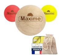 KDO MAGIC - Cochonnet personnalisé - Lot de 3 cochonnets Personnalisables - Chamoisine & Pochon Offert - Cochonnet pétanque à Graver avec Un Texte - 3 Couleurs - Cadeau Anniversaire (Modèle Ricard)