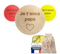 KDO MAGIC - Cochonnet personnalisé - Lot de 3 cochonnets Personnalisables - Chamoisine & Pochon Offert - Cochonnet pétanque à Graver avec Un Texte - 3 Couleurs - Cadeau Noël (Modèle Coeur)