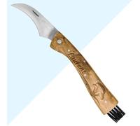 KDO MAGIC - Couteau à champignon gravé avec votre prénom - couleur marron - manche en bois personnalisable - brosse intégrée - Cadeau pour homme, fête des pères, papa, retraite, noël