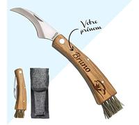 KDO MAGIC - Couteau à champignon gravé avec votre prénom - Manche en bois personnalisable - Equipé d'une brosse - Etui offert - Cadeau pour homme, Fête des Pères, papa, Noël