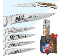 KDO MAGIC - Couteau homme personnalisé - Marque laguiole gravé avec un prénom - Couteau pliant personnalisable - Cadeau Fête des pères - Idée cadeau pour homme, Papa (Marron, Couteau petite lame)